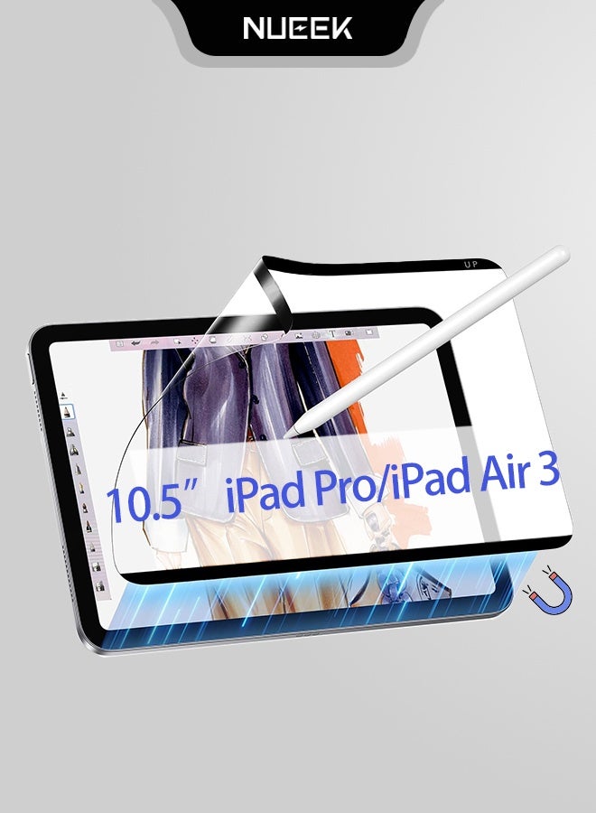 نُوِيق واقي شاشة مغناطيسي بملمس الورق لجهاز iPad Pro مقاس 10.5 بوصة (2017) / iPad Air الجيل الثالث (2019)، للكتابة والرسم كما لو كنت تكتب على الورق، قابل للفصل وإعادة الاستخدام، متوافق مع الأفلام المقواة، مضاد للوهج - Image 1